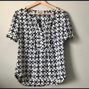 41 Hawthorn beautiful navy + cream studded blouse